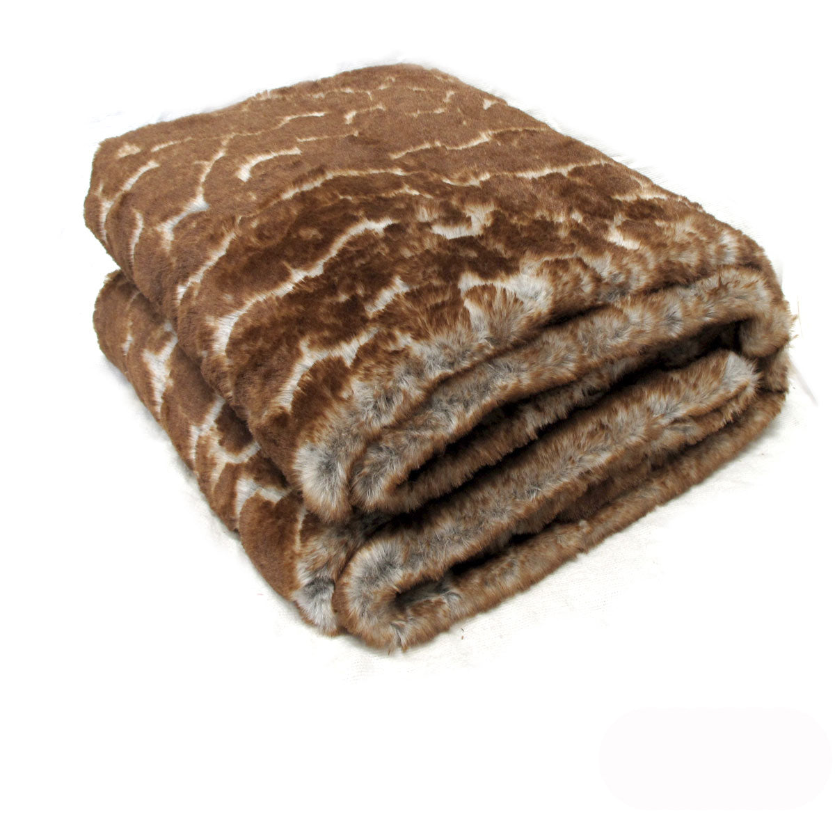 Sia Luxury Range Faux Fur Throw Rug 127 x 152 cm Giraffe V442-ATX-THROW-23SIAGIRAFFE-BROWN-RE
