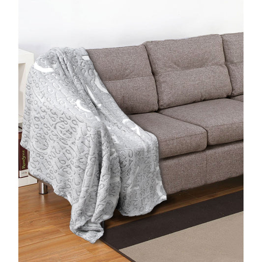 Embossed Print Throw Grey Numbers V442-ATX-THROW-EMBOSSEDNUMBERS-GREY-RE
