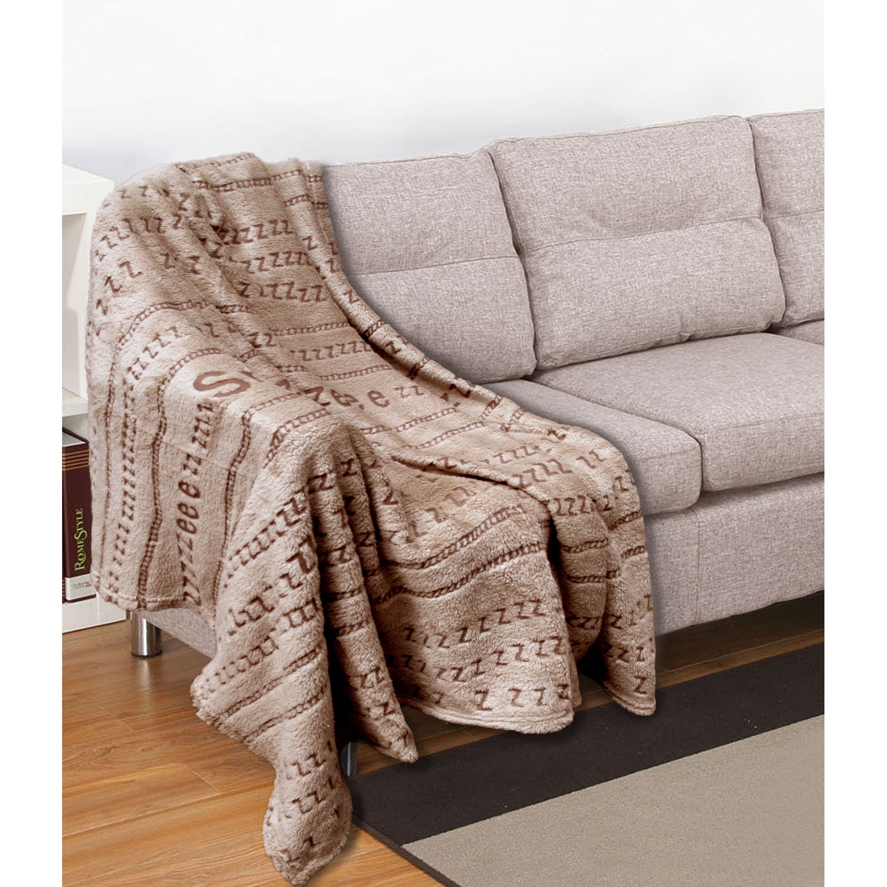 Embossed Print Throw Latte Snooze V442-ATX-THROW-EMBOSSEDSNOOZE-LATTE-RE