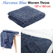 Havana Blue Woven Throw Rug 127 x 152 cm V442-ATX-THROW-HAVANA-BLUE-RE