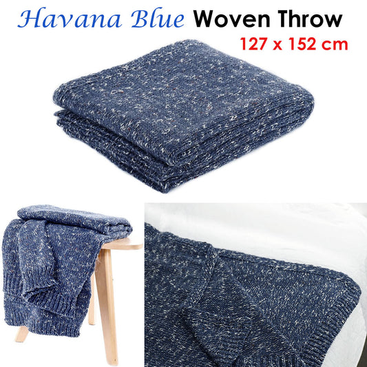 Havana Blue Woven Throw Rug 127 x 152 cm V442-ATX-THROW-HAVANA-BLUE-RE