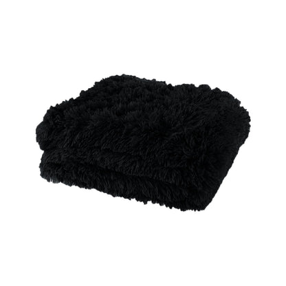 Lucia Nutural Collection Shaggy Throw Rug 127 x 152cm Black V442-ATX-THROW-LUCIASHAGGY-BLACK-RE