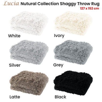Lucia Nutural Collection Shaggy Throw Rug 127 x 152cm Black V442-ATX-THROW-LUCIASHAGGY-BLACK-RE