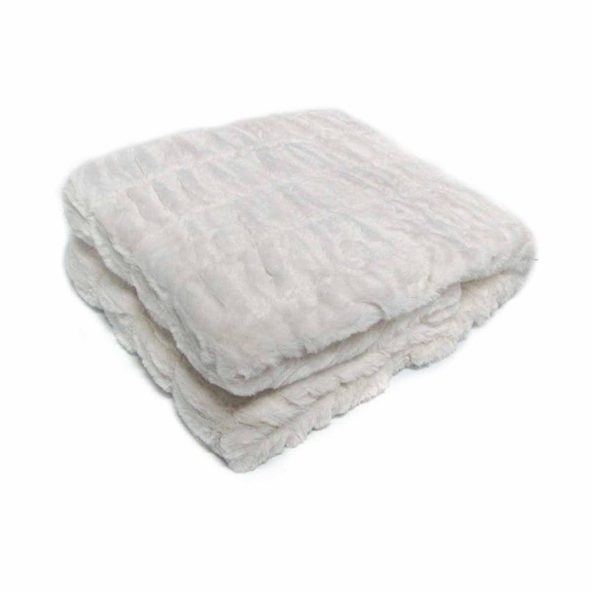 Meadow Soft Faux Fur Throw Rug 127 x 152 cm Off White V442-ATX-THROW-MEADOW-OFFWHITE-RE