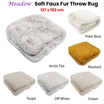 Meadow Soft Faux Fur Throw Rug 127 x 152 cm Off White V442-ATX-THROW-MEADOW-OFFWHITE-RE