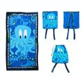 Extra Large Beach Towel N Bag Octopus V442-ATX-TOWEL-2IN1OCTOPUS-BLUE-RE