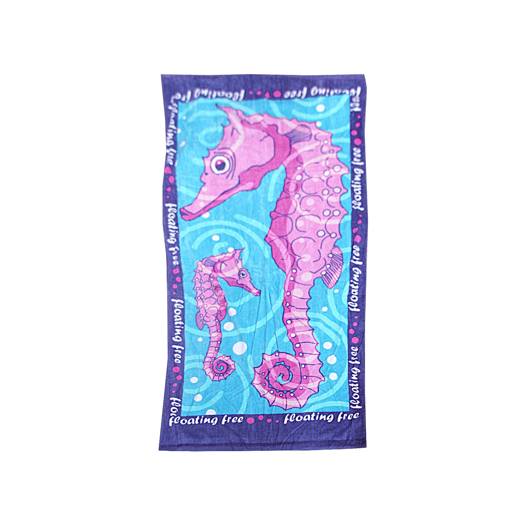 Extra Large Beach Towel N Bag Seahorse V442-ATX-TOWEL-2IN1SEAHORSE-BLUE-RE
