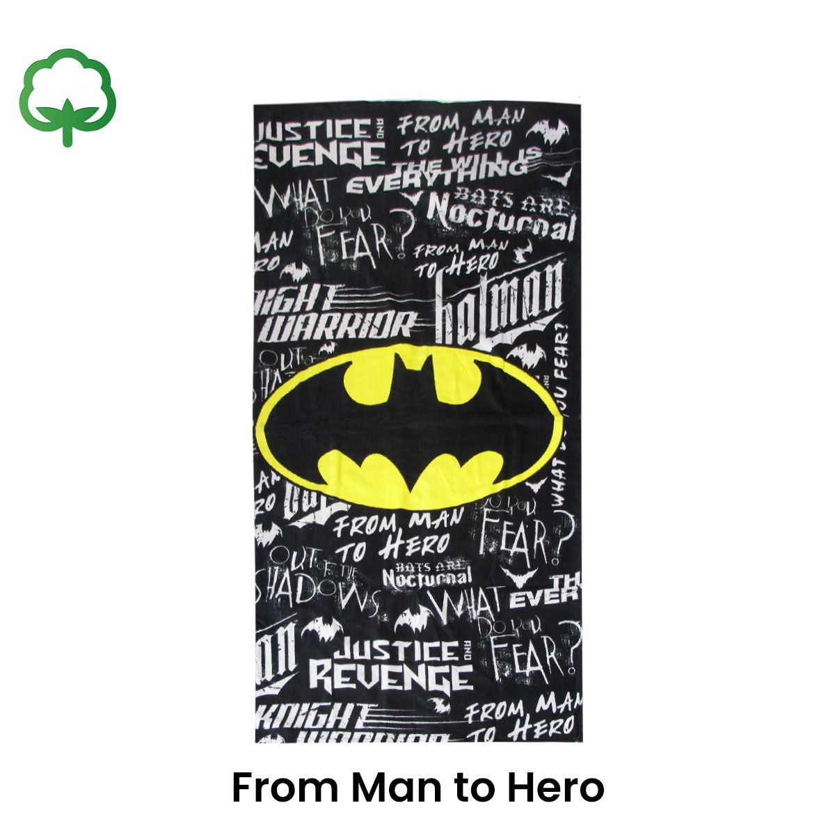 Teen Cool Theme Cotton Beach Towel 70 x 140 cm Batman From Man to Hero V442-ATX-TOWEL-FROMMANTOHERO-MULTI-RE