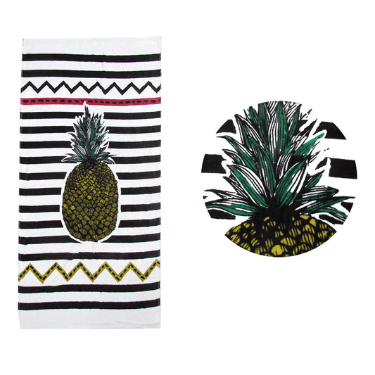 The Gaint Pineapple Cotton Beach Towel V442-ATX-TOWEL-GAINTPINEAPLE-BLACK-RE