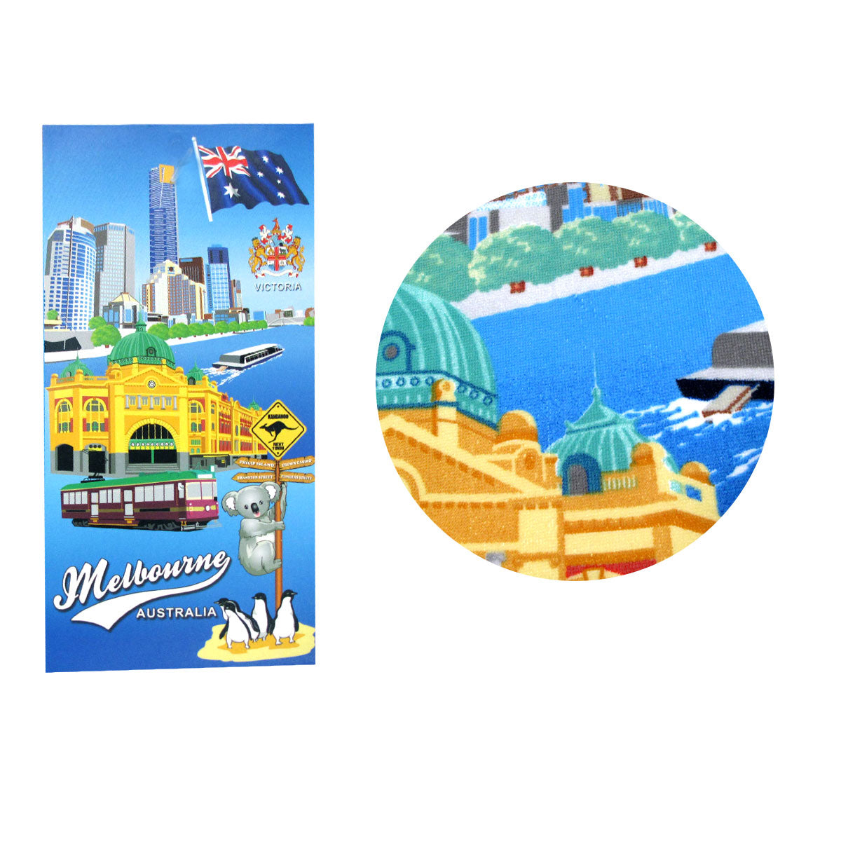 Melbourne Australia Printed Microfiber Beach Towel 75 x 152 cm V442-ATX-TOWEL-MELBOURNEAUS-MULTI-RE