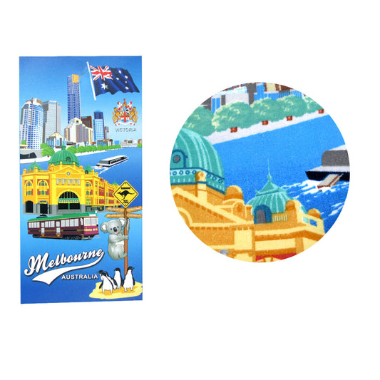 Melbourne Australia Printed Microfiber Beach Towel 75 x 152 cm V442-ATX-TOWEL-MELBOURNEAUS-MULTI-RE