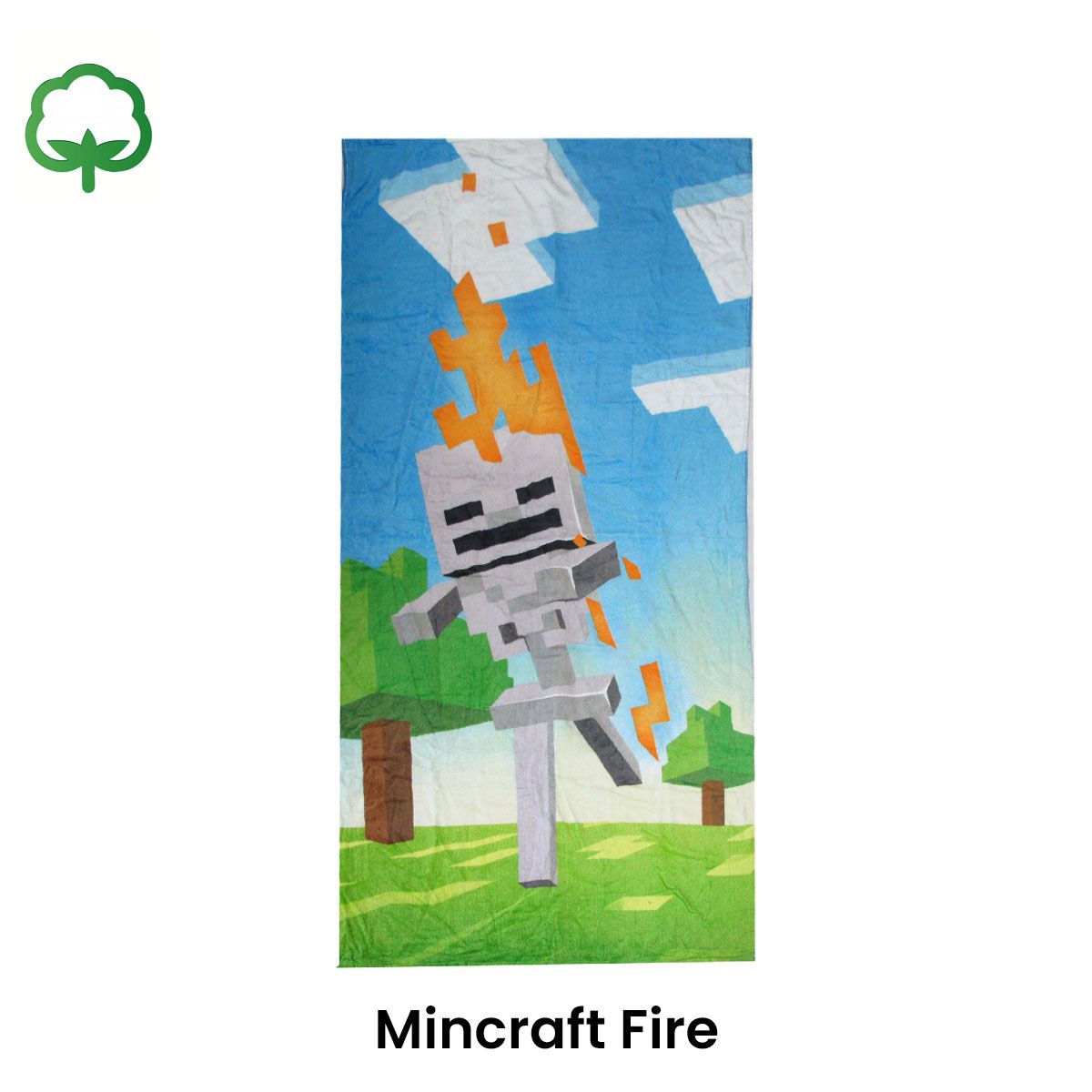Kids Fun Theme Cotton Beach Towel 70 x 140 cm Mincraft Fire V442-ATX-TOWEL-MINCRAFTFIRE-MULTI-RE