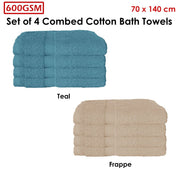 600GSM Set of 4 Combed Cotton Bath Towels 70 x 140 cm Teal V442-ATX-TOWEL-SETOF4600GSM-TEAL-RE