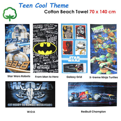 Teen Cool Theme Cotton Beach Towel 70 x 140 cm Star Wars Robots R2-D2 BB-8 V442-ATX-TOWEL-STARWARSROBOTS-MULTI-RE