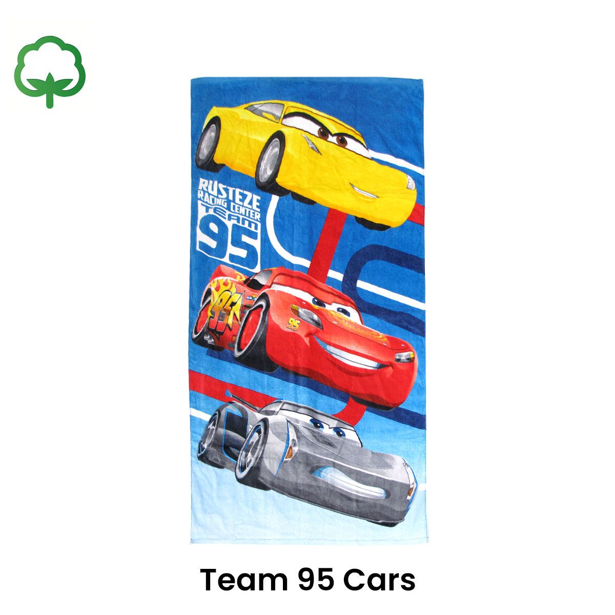 Boys Cartoon Cute Cotton Beach Towel 70 x 140 cm Lighting McQueen Team 95 V442-ATX-TOWEL-TEAM95-MULTI-RE