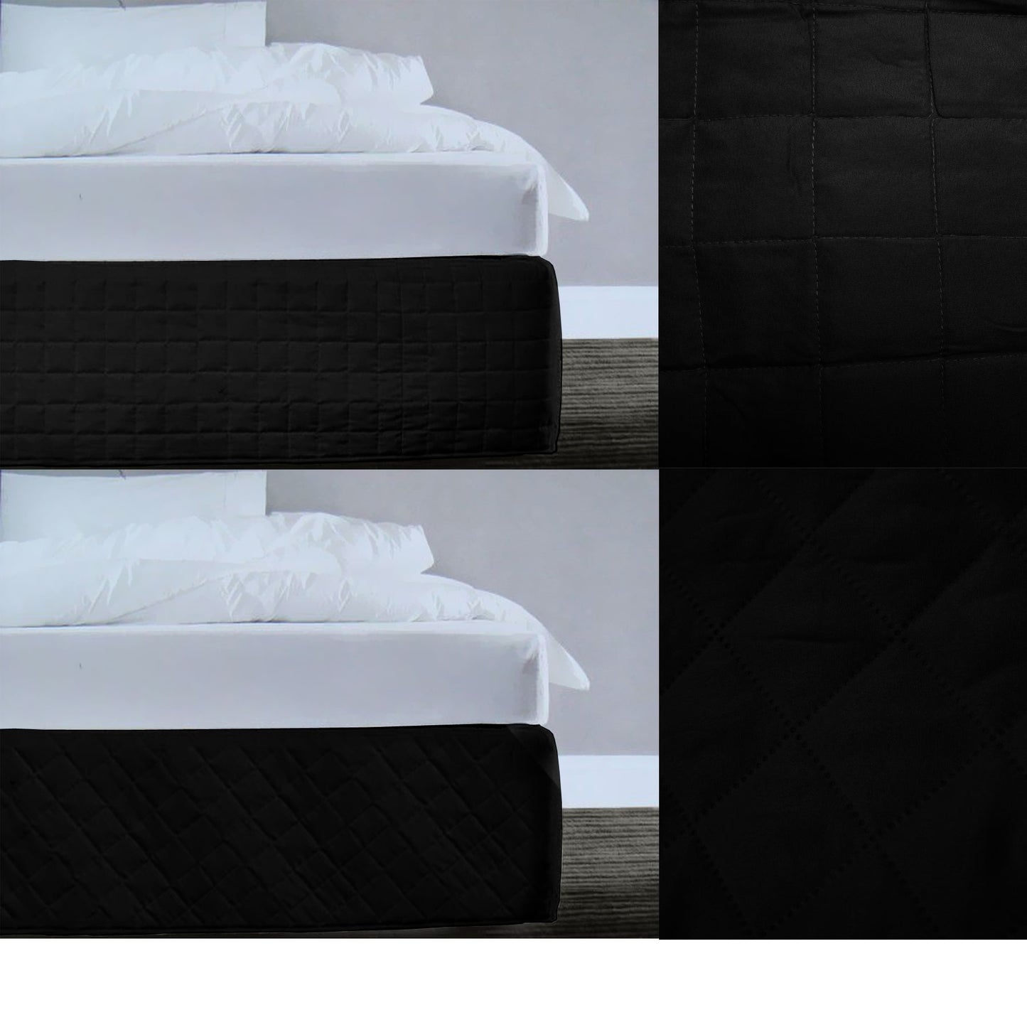 Random Pattern Quilted Valance Black Queen V442-ATX-VALANCE-RANDOMPATTERNQUILTED-BLACK-QS