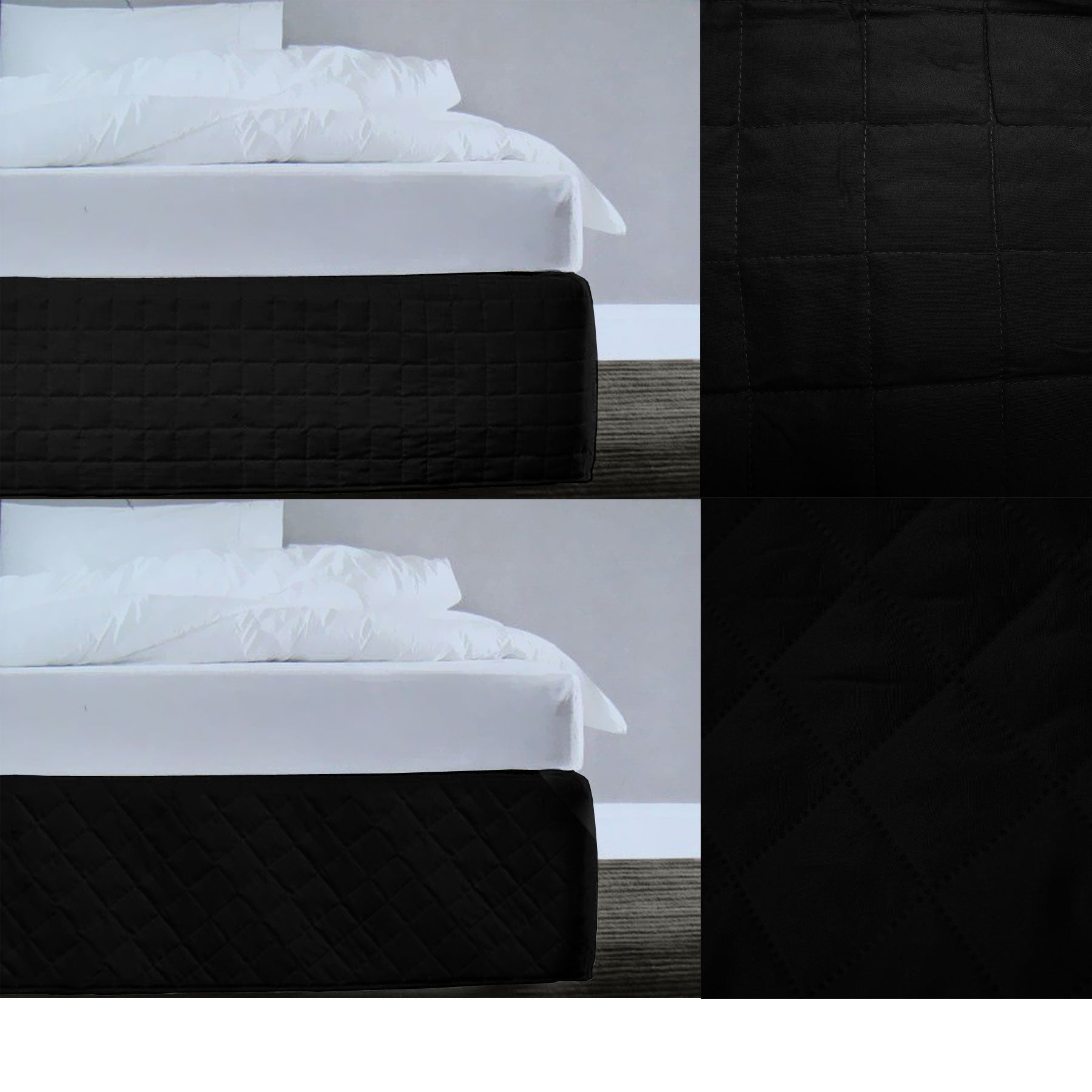 Random Pattern Quilted Valance Black Queen V442-ATX-VALANCE-RANDOMPATTERNQUILTED-BLACK-QS