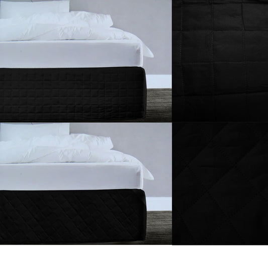 Random Pattern Quilted Valance Black Queen V442-ATX-VALANCE-RANDOMPATTERNQUILTED-BLACK-QS