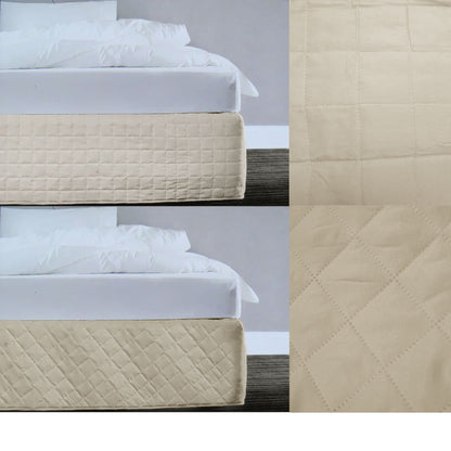 Random Pattern Quilted Valance Linen Queen V442-ATX-VALANCE-RANDOMPATTERNQUILTED-LINEN-QS