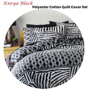 Homeport Kenya Black Printed Geometric Quilt Cover Set Double V442-AVT-QUILTCS-KENYA-BLACK-DS