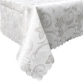 Deco White Luxury Jacquard Tablecloth 150 x 220 cm V442-AVT-TABLEC-DECO-220OB-WHITE