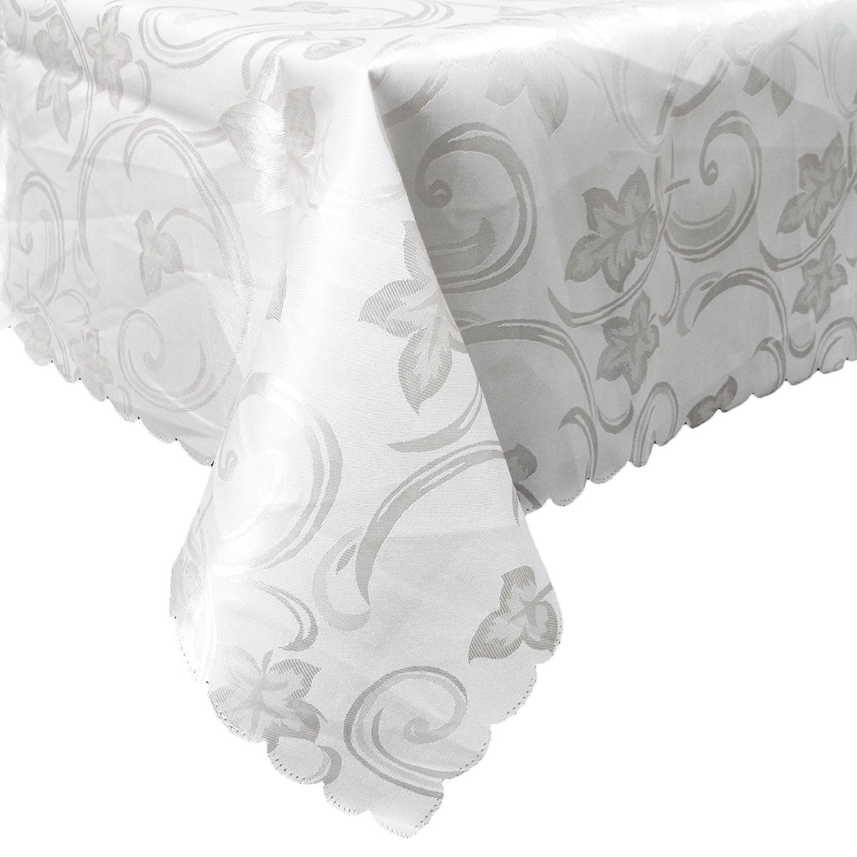 Deco White Luxury Jacquard Tablecloth 150 x 220 cm V442-AVT-TABLEC-DECO-220OB-WHITE