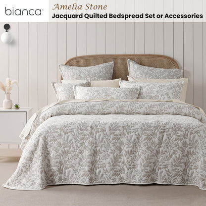 Bianca Ameila Stone Jacquard Quilted Foliage Bedspread Set King V442-BCA-BEDSPREAD-AMEILA-STONE-KI