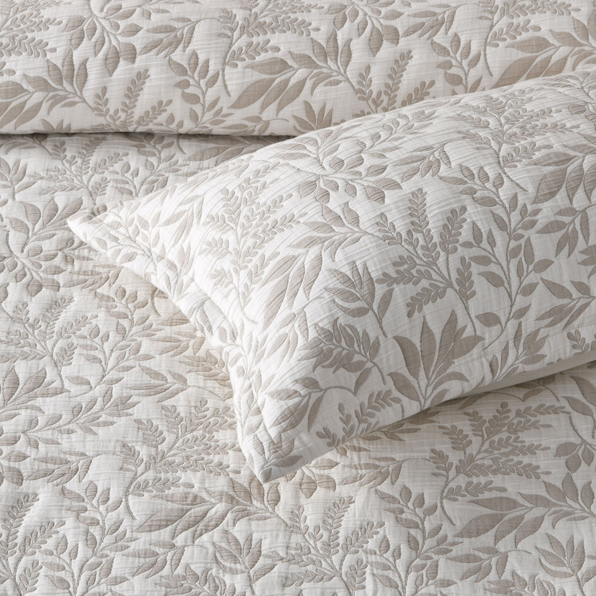 Bianca Ameila Stone Jacquard Quilted Foliage Bedspread Set King V442-BCA-BEDSPREAD-AMEILA-STONE-KI