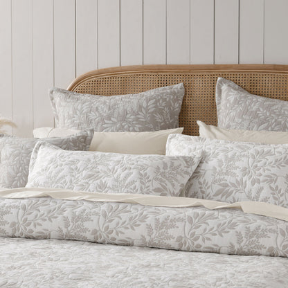 Bianca Ameila Stone Jacquard Quilted Foliage Bedspread Set Queen V442-BCA-BEDSPREAD-AMEILA-STONE-QS