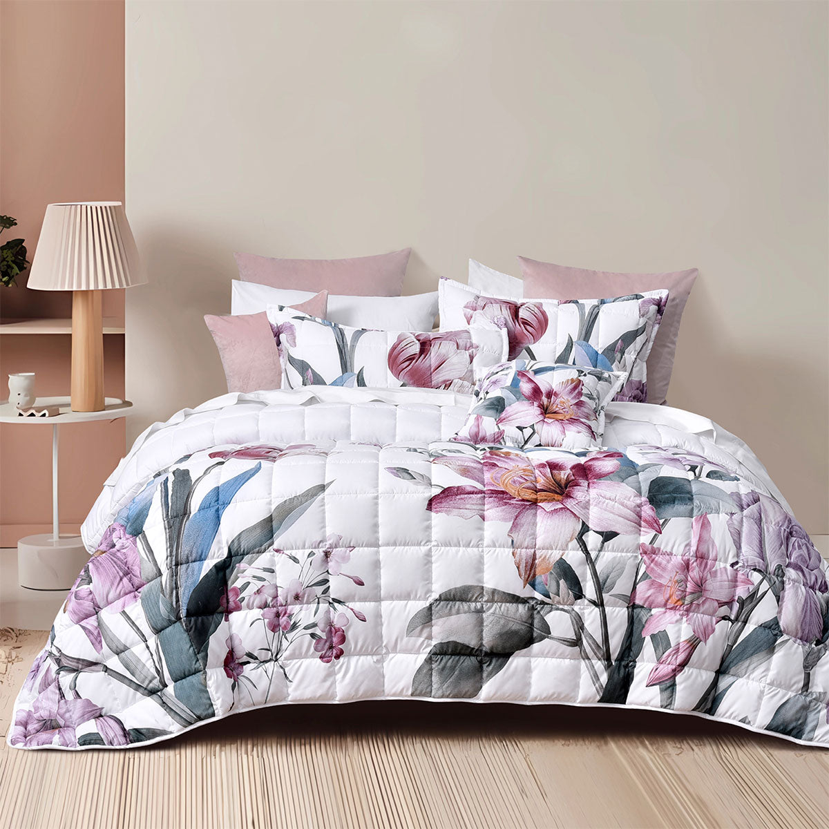 Bianca Carmela White Polyester Bedspread Set Queen V442-BCA-BEDSPREAD-CARMELA-WHITE-QS