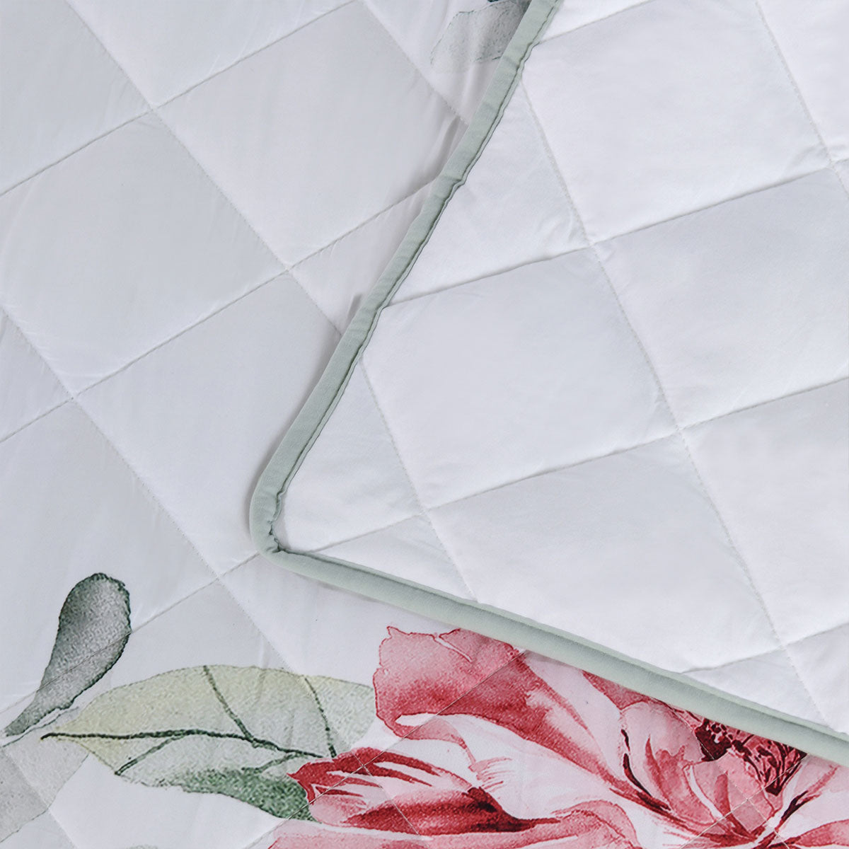 Bianca Coleraine White Floral Printed Bedspread Set King Single V442-BCA-BEDSPREAD-COLERAINE-WHITE-KS
