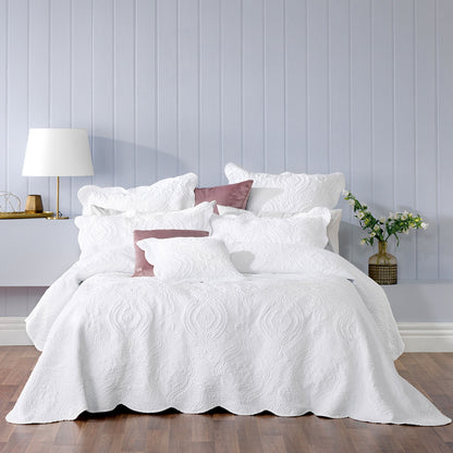 Bianca Elegance Cordelia White Bedspread Set Queen V442-BCA-BEDSPREAD-CORDELIA-WHITE-QS