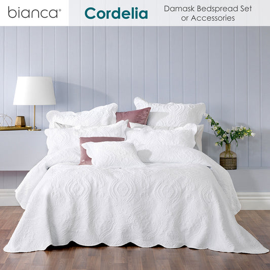 Bianca Elegance Cordelia White Bedspread Set Queen V442-BCA-BEDSPREAD-CORDELIA-WHITE-QS