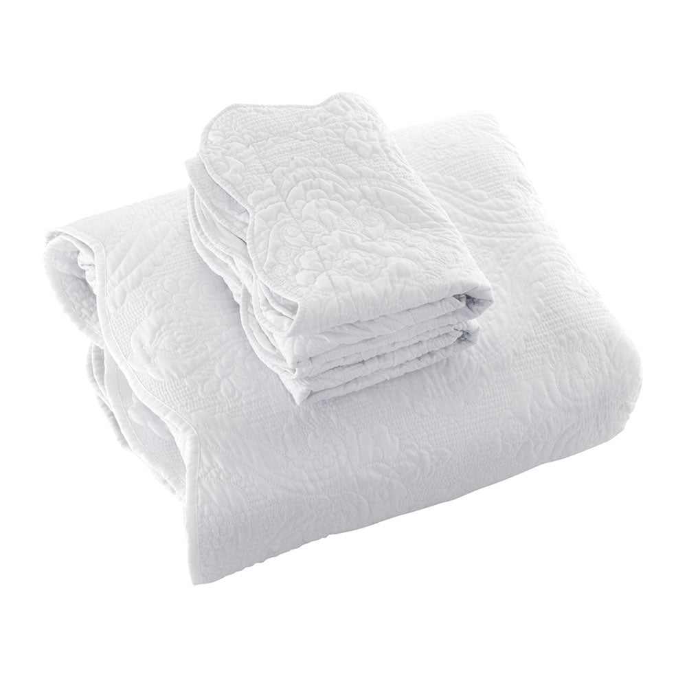 Bianca Elegance Cordelia White Bedspread Set Queen V442-BCA-BEDSPREAD-CORDELIA-WHITE-QS