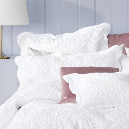 Bianca Elegance Cordelia White Bedspread Set Queen V442-BCA-BEDSPREAD-CORDELIA-WHITE-QS