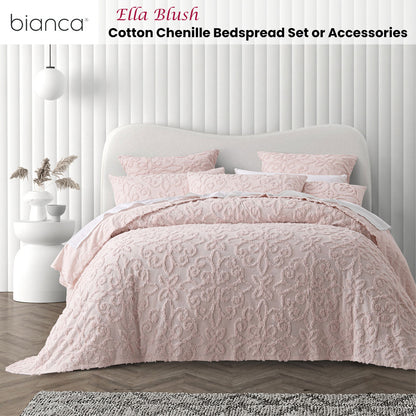 Bianca Ella Blush Cotton Chenille Floral Bedspread Set King V442-BCA-BEDSPREAD-ELLA-BLUSH-KI