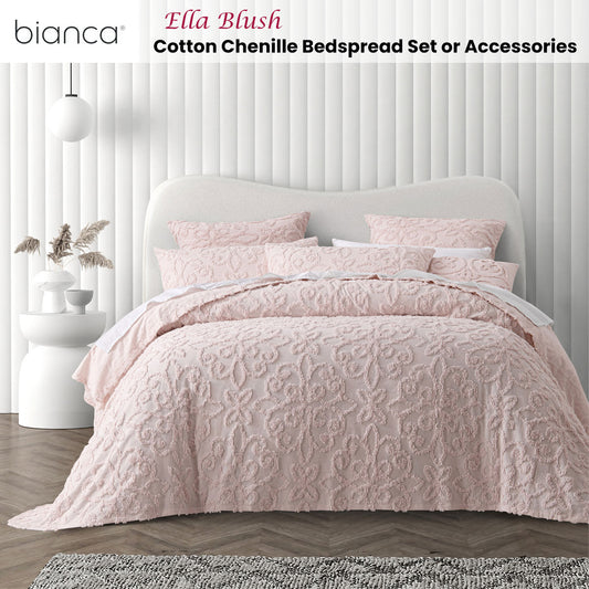 Bianca Ella Blush Cotton Chenille Floral Bedspread Set King V442-BCA-BEDSPREAD-ELLA-BLUSH-KI