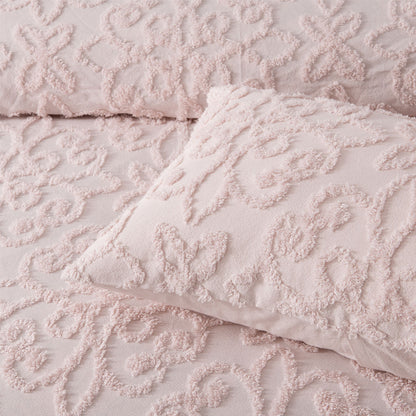 Bianca Ella Blush Cotton Chenille Floral Bedspread Set Super King V442-BCA-BEDSPREAD-ELLA-BLUSH-SK