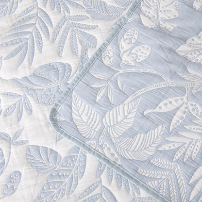 Bianca Laurieton Blue Jacquard Botanical Bedspread Set King Single V442-BCA-BEDSPREAD-LAURIETON-BLUE-KS