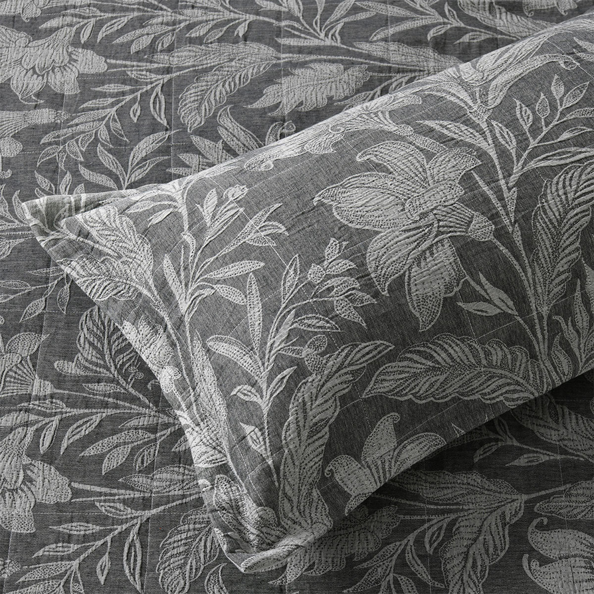 Bianca Maidstone Grey Floral Jacquard Bedspread Set King V442-BCA-BEDSPREAD-MAIDSTONE-GREY-KI