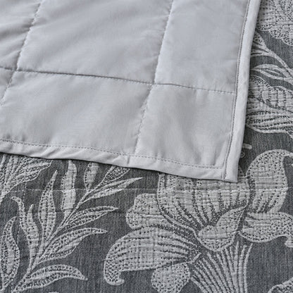 Bianca Maidstone Grey Floral Jacquard Bedspread Set Queen V442-BCA-BEDSPREAD-MAIDSTONE-GREY-QS