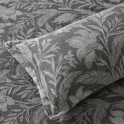 Bianca Maidstone Grey Floral Jacquard Bedspread Set Queen V442-BCA-BEDSPREAD-MAIDSTONE-GREY-QS