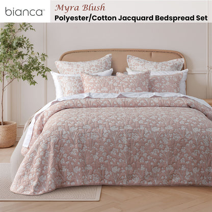 Bianca Myra Blush Floral Jacquard Bedspread Set Double V442-BCA-BEDSPREAD-MYRA-BLUSH-DS