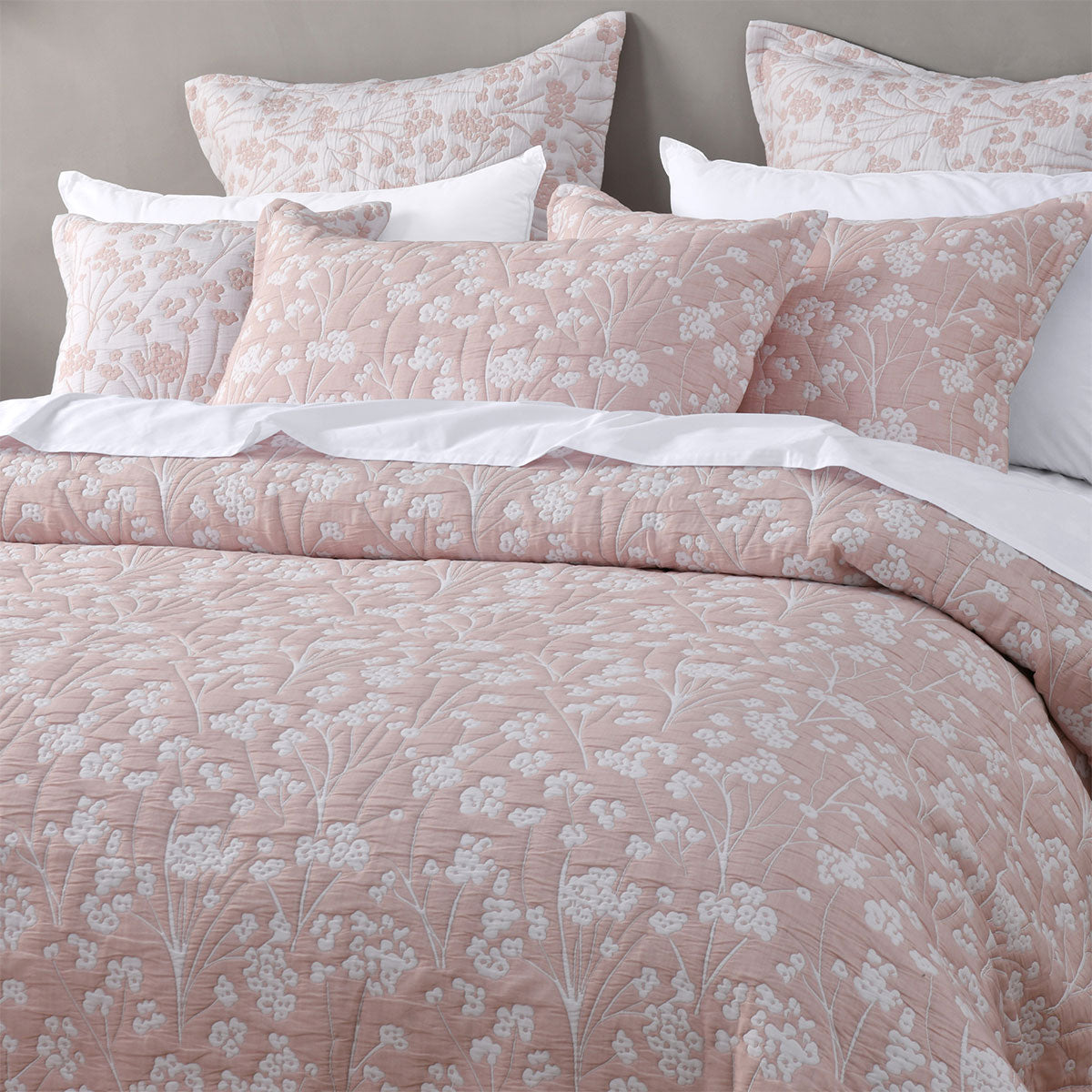 Bianca Myra Blush Floral Jacquard Bedspread Set King V442-BCA-BEDSPREAD-MYRA-BLUSH-KI