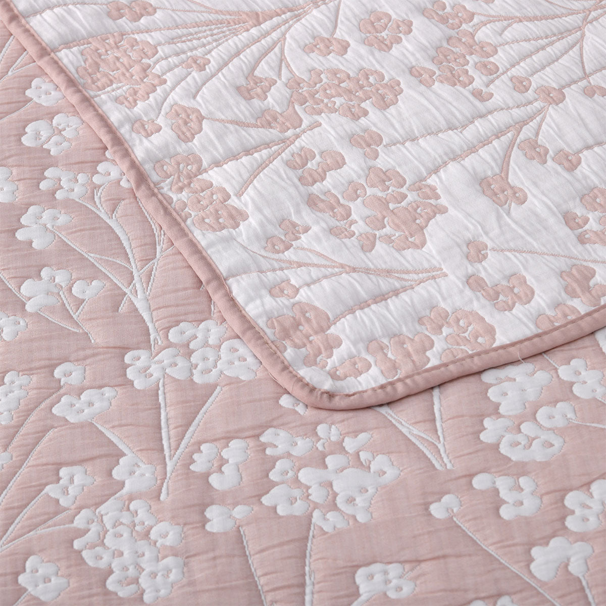 Bianca Myra Blush Floral Jacquard Bedspread Set Single V442-BCA-BEDSPREAD-MYRA-BLUSH-SB