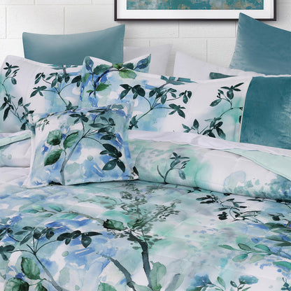 Bianca Woodbury White Botanical Printed Bedspread Set Double V442-BCA-BEDSPREAD-WOODBURY-WHITE-DS