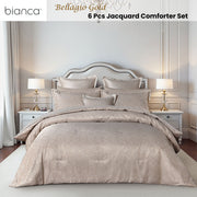 Bianca Bellagio Gold 6 Pcs Jacquard Geometric Comforter Set Queen/King V442-BCA-COMFORTER-BELLAGIO-GOLD-KI