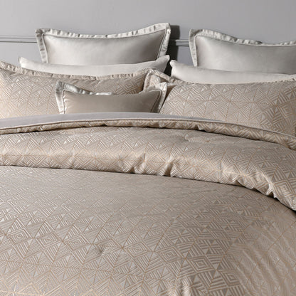 Bianca Bellagio Gold 6 Pcs Jacquard Geometric Comforter Set Queen/King V442-BCA-COMFORTER-BELLAGIO-GOLD-KI