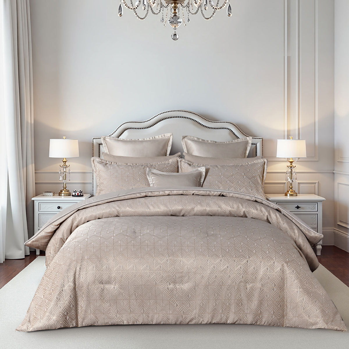 Bianca Bellagio Gold 6 Pcs Jacquard Geometric Comforter Set Super King V442-BCA-COMFORTER-BELLAGIO-GOLD-SK