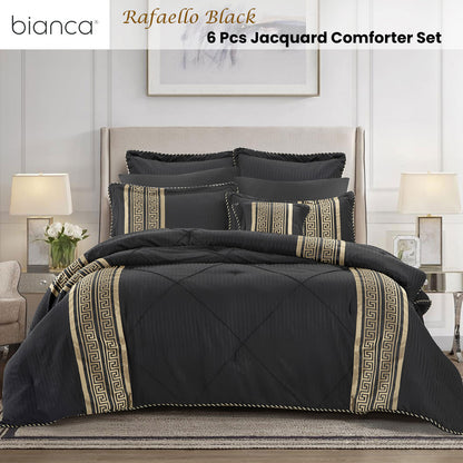 Bianca Raffaello Black 6 Pcs Jacquard Comforter Set Queen/King V442-BCA-COMFORTER-RAFFAELLO-BLACK-KI